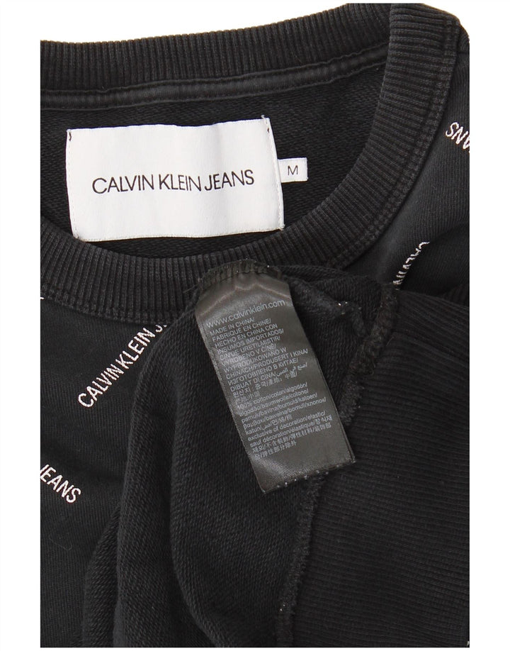 CALVIN KLEIN JEANS Suéter gráfico masculino de algodão preto médio