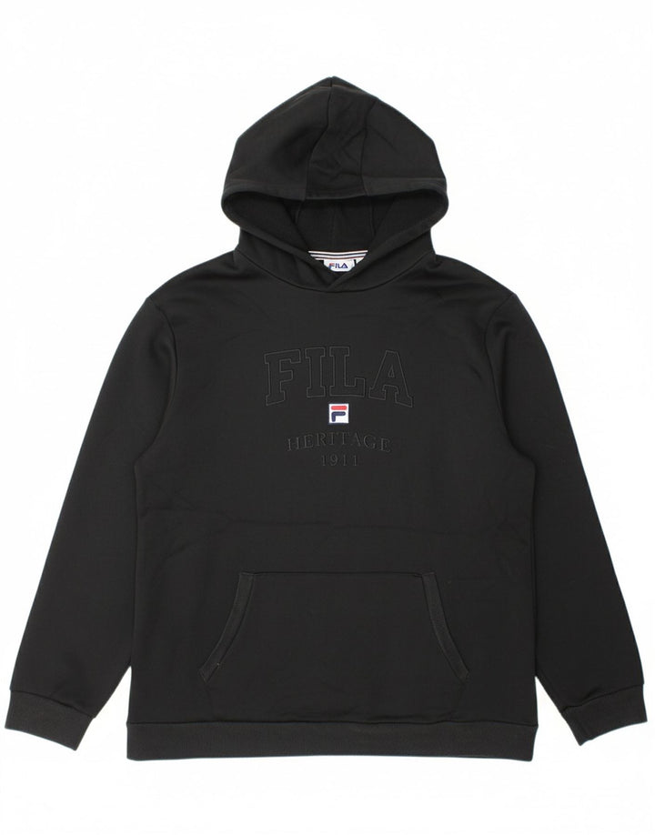 FILA moletom com capuz gráfico masculino grande algodão preto
