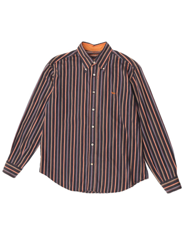 Camisa masculina Harmont & Blaine XL algodão listrado azul marinho