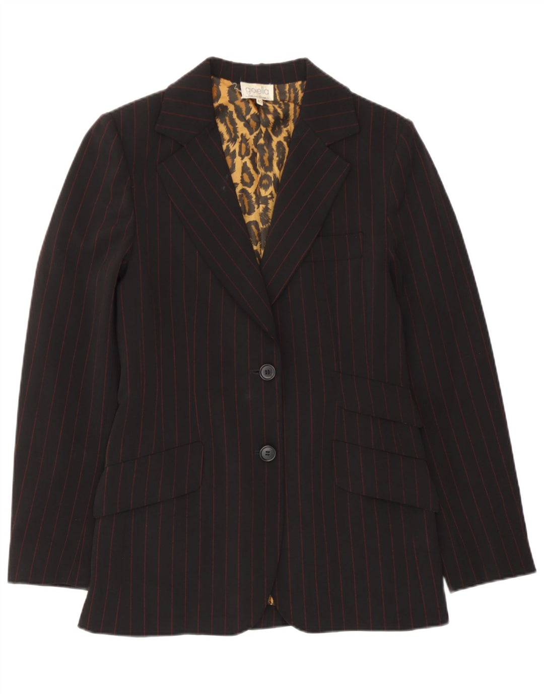 Jaqueta blazer feminina vintage com 2 botões IT 42 listrada preta média