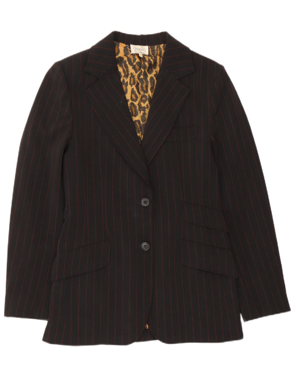 Jaqueta blazer feminina vintage com 2 botões IT 42 listrada preta média