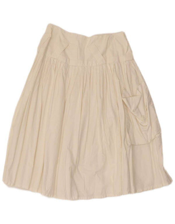 Saia plissada feminina vintage IT 44 médio W28 algodão branco