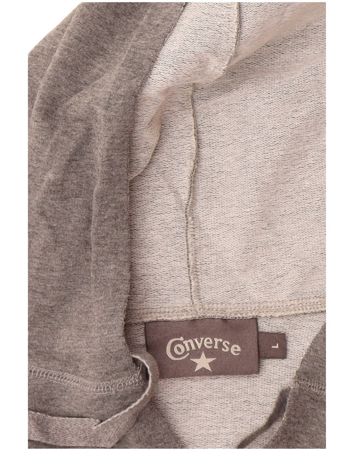Jumper feminino com capuz gráfico CONVERSE Reino Unido 14 grande algodão cinza