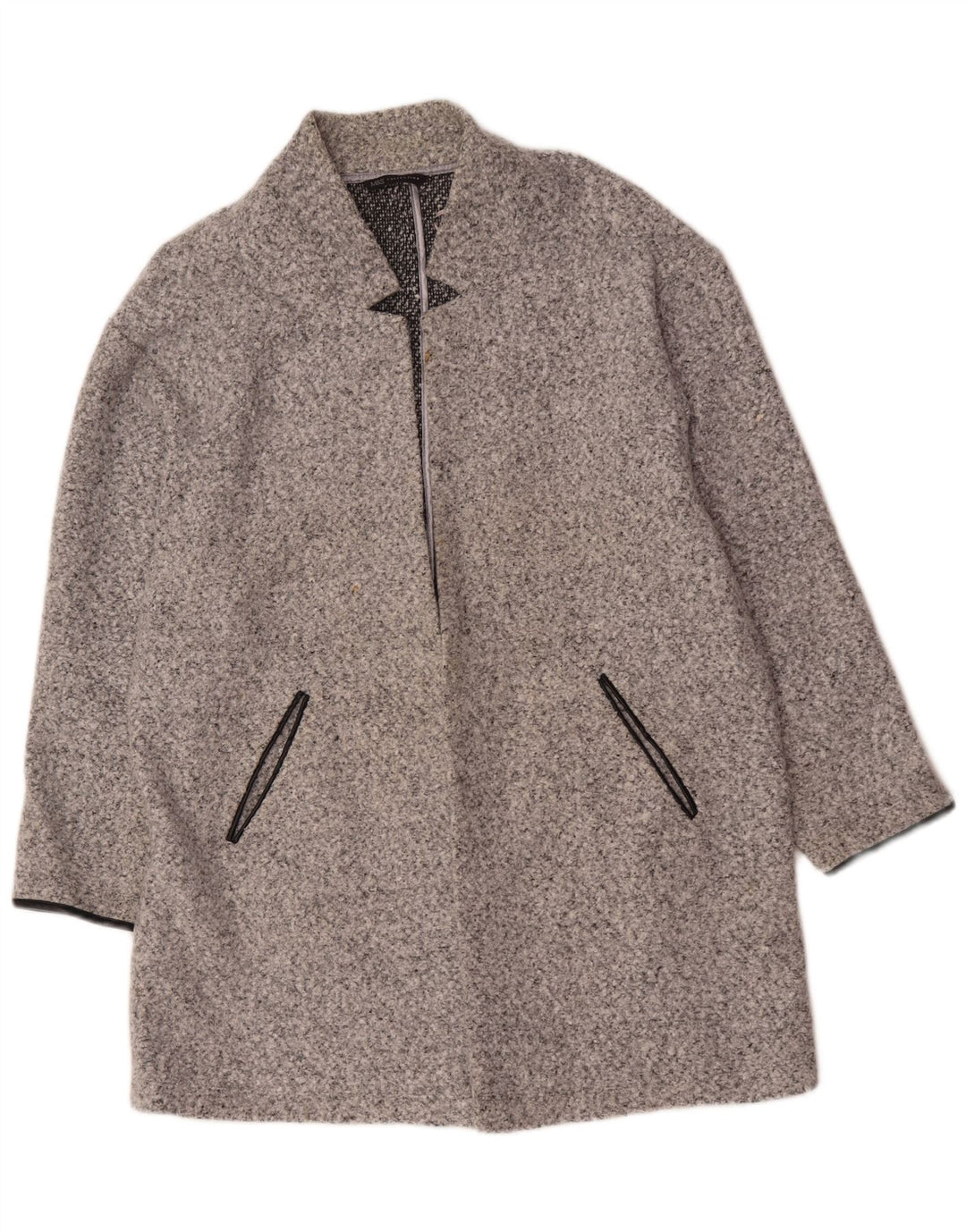Sobretudo aberto feminino Marks & Spencer UK 20 2XL poliéster manchado cinza