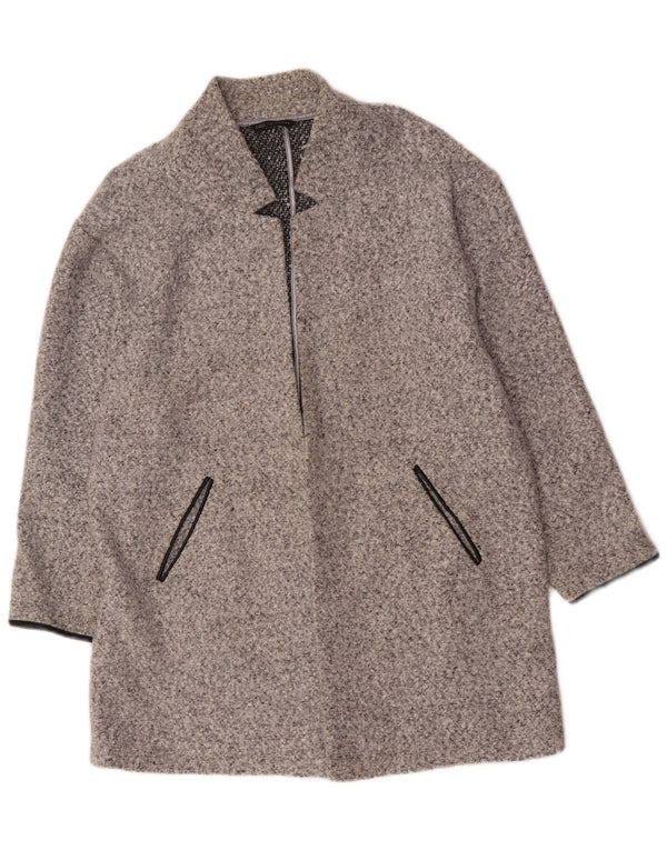 Sobretudo aberto feminino Marks & Spencer UK 20 2XL poliéster manchado cinza