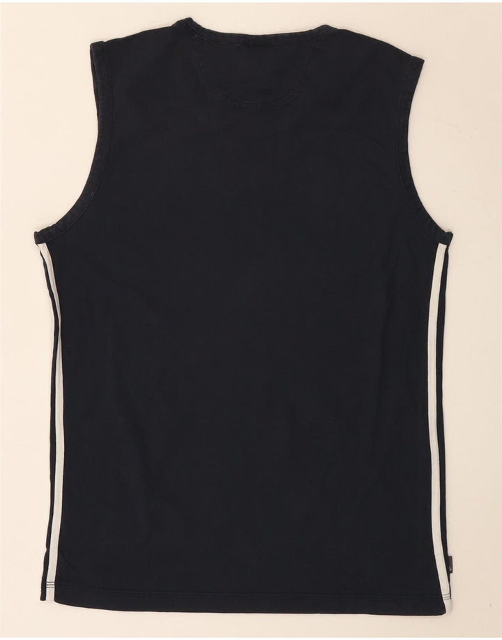 Adidas Mens Camiseta Top Médio Algodão Azul Marinho