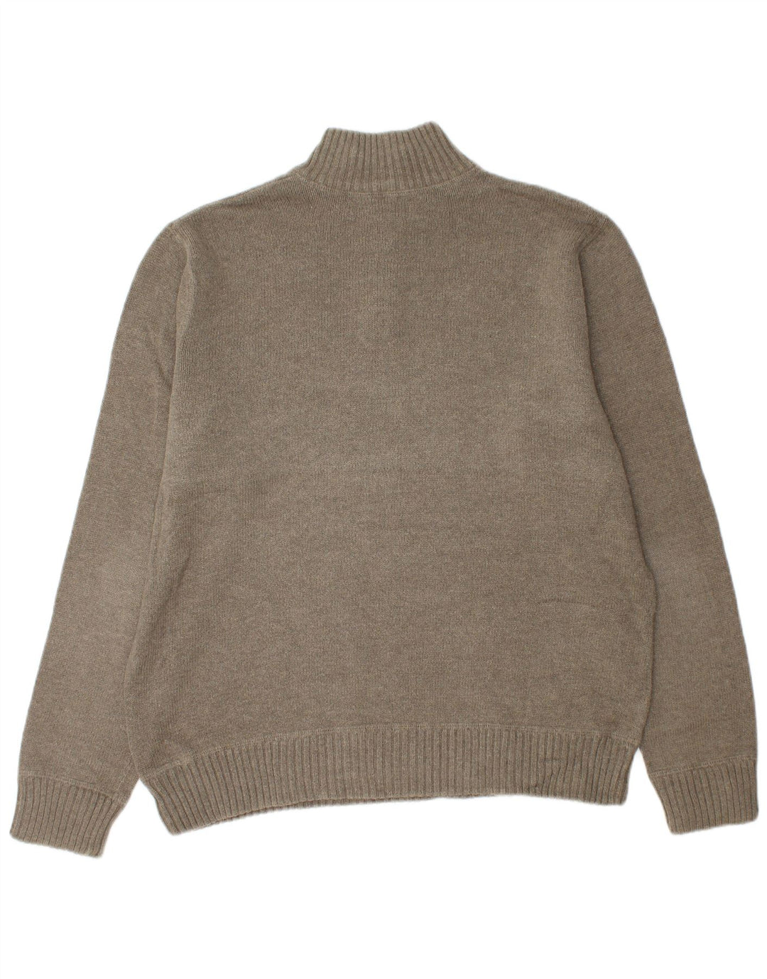 Suéter masculino EDDIE BAUER com zíper e gola grande de algodão cáqui