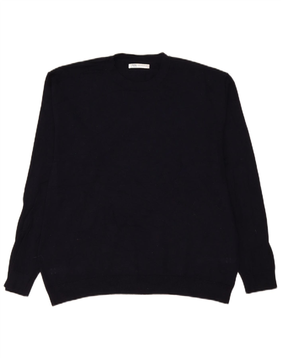 Zara Suéter masculino com gola redonda e viscose azul marinho médio