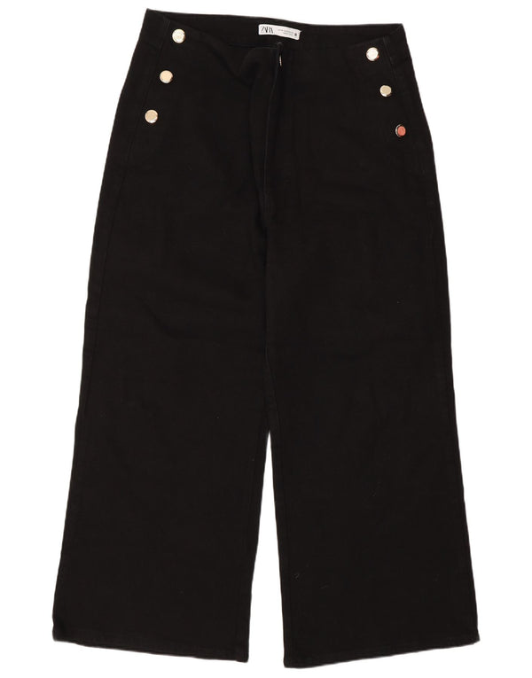 Calça jeans feminina Zara com cintura alta e perna larga EU 44 XL W34 L26 preta