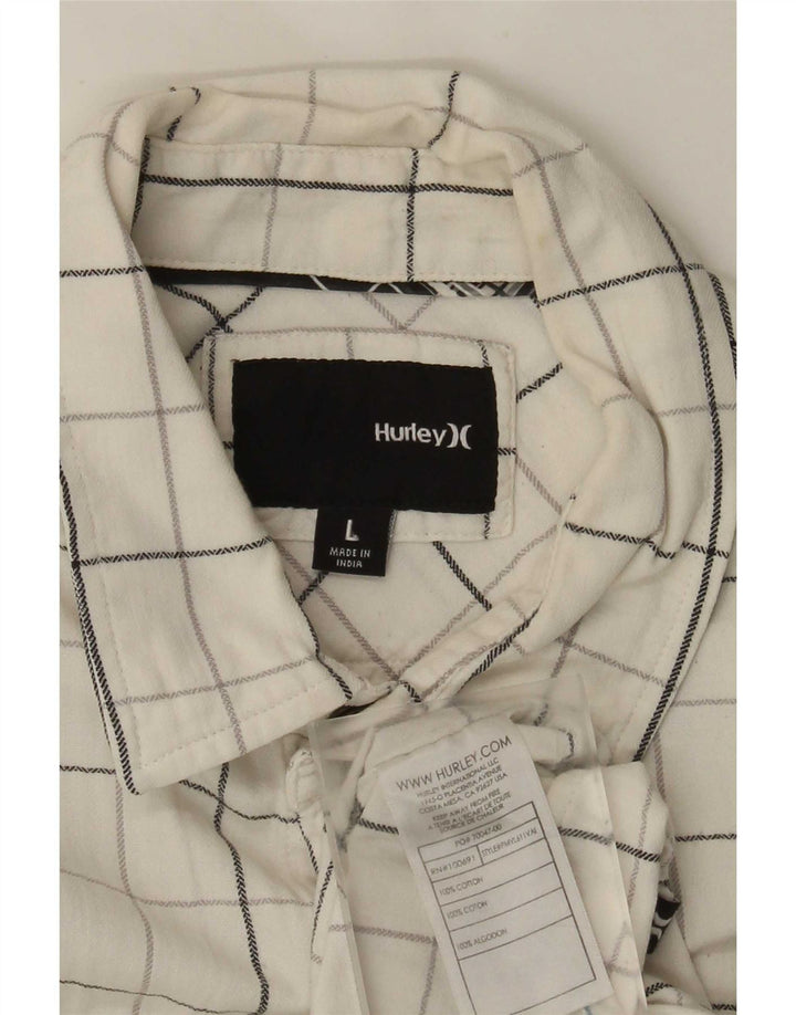 Camisa masculina Hurley grande algodão xadrez branco