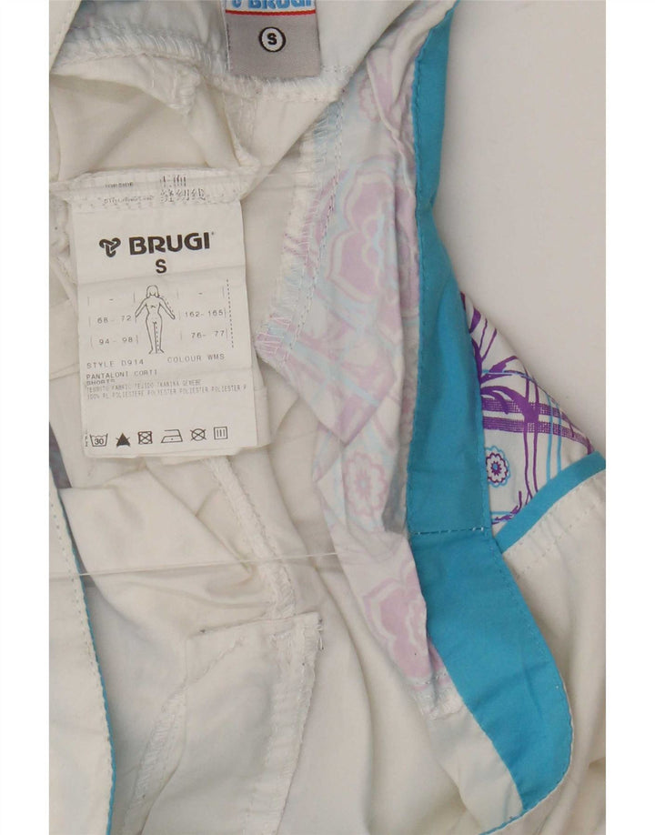 Shorts feminino Brugi pequeno W27 poliéster geométrico branco
