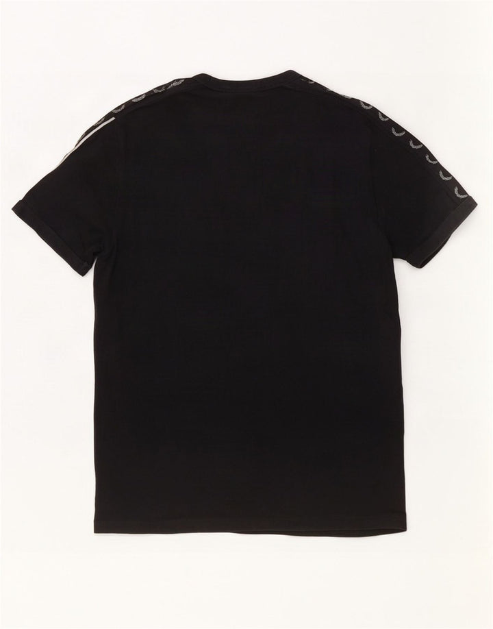 Fred Perry Camiseta masculina gráfica Top médio algodão preto
