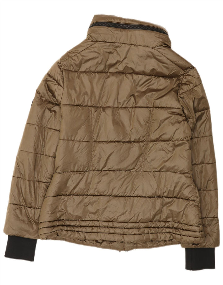 Jaqueta feminina acolchoada com capuz Barbour UK 12 poliamida cáqui média