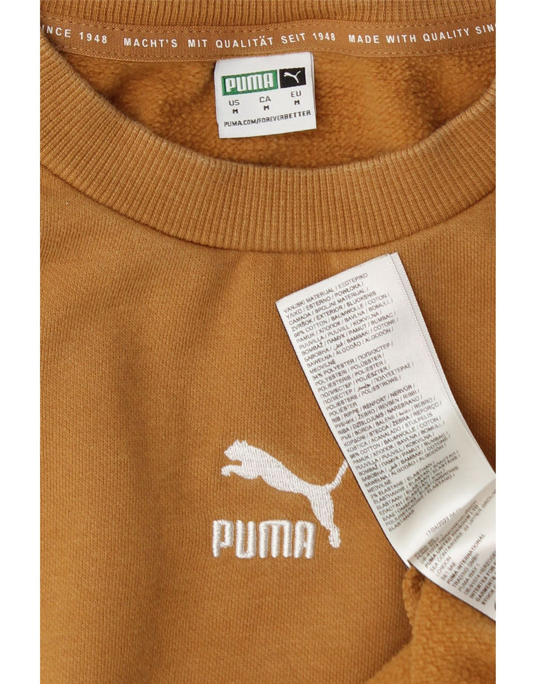 Puma moletom feminino oversized jumper UK 14 algodão marrom médio