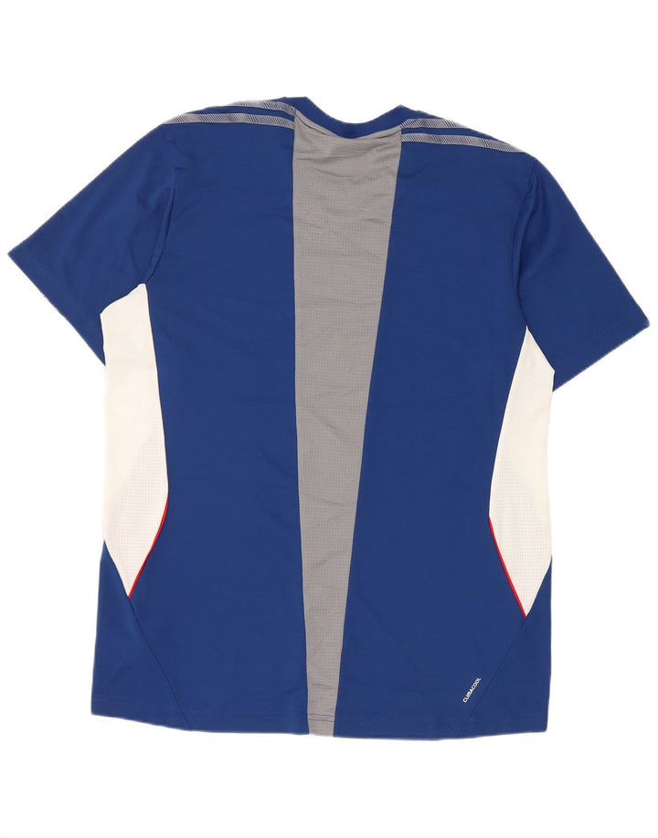 Adidas Mens Climacool Camiseta Top Grande Azul Colorblock Poliéster