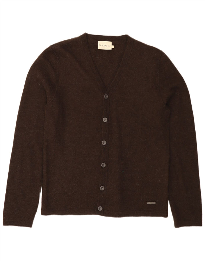 Suéter cardigã masculino Dkny grande lã marrom