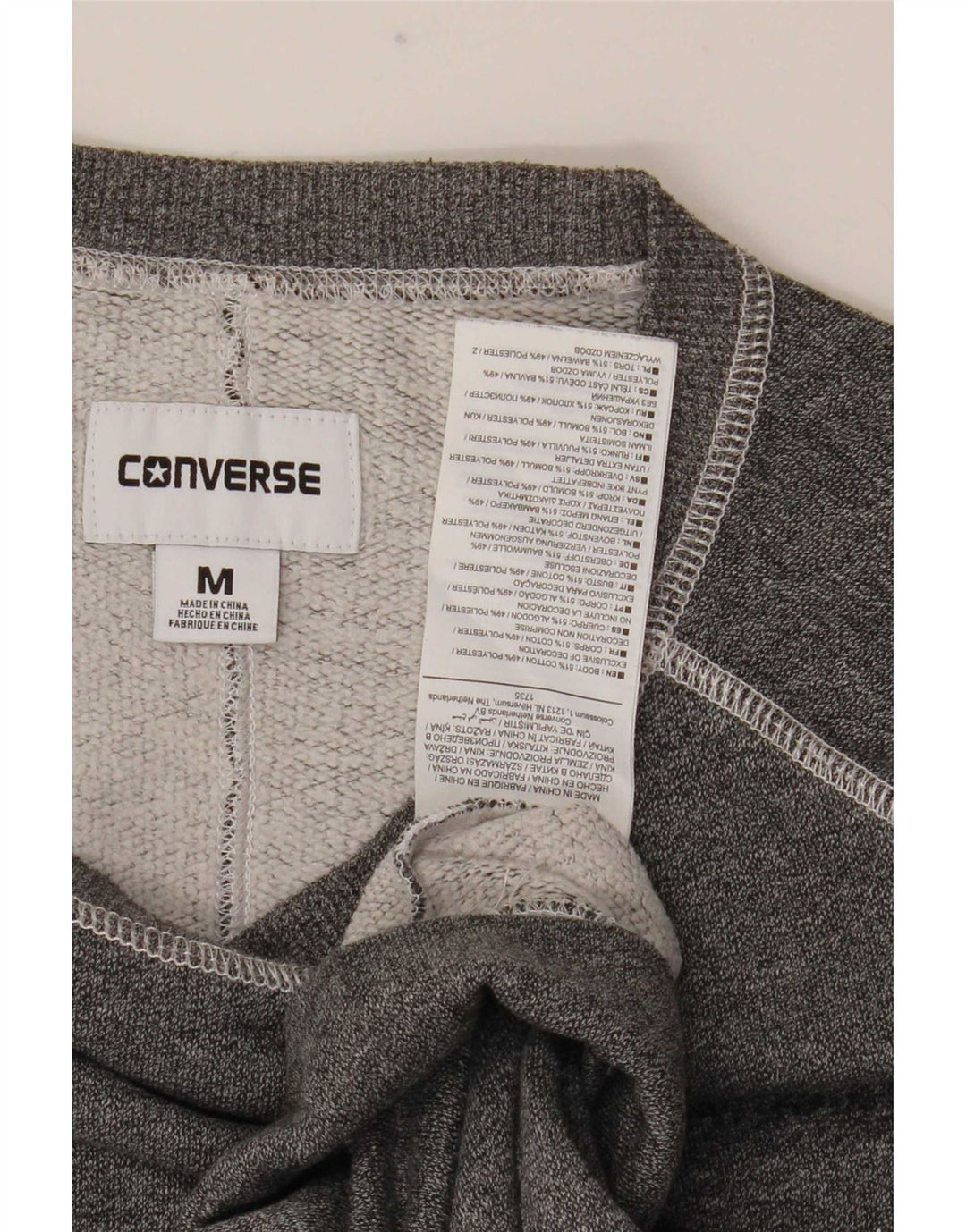 Converse masculino gráfico moletom jumper médio cinza algodão