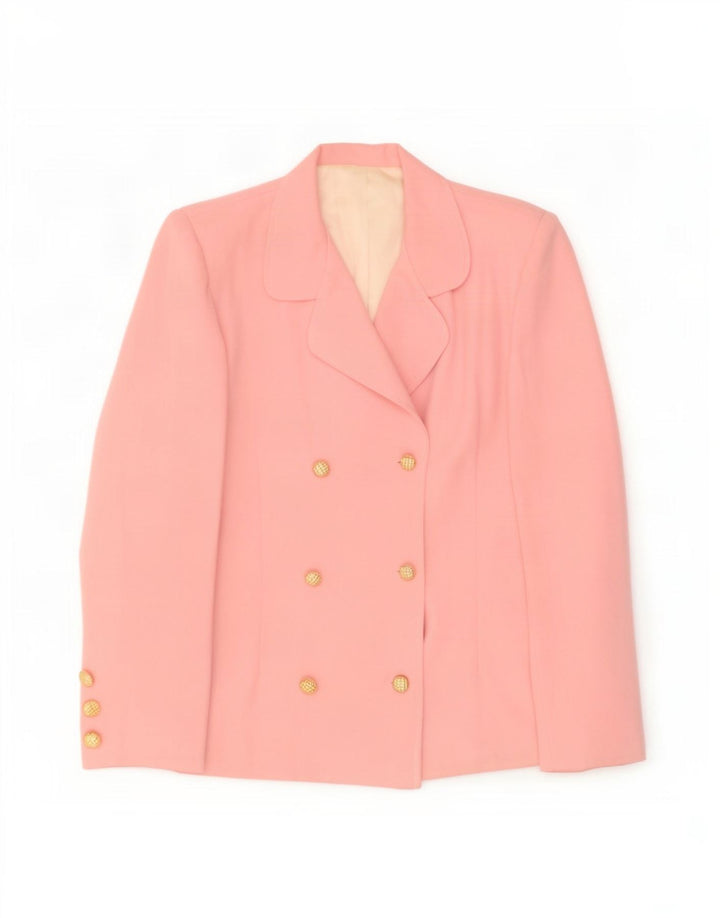 Jaqueta blazer feminina vintage com peito duplo Reino Unido 10 rosa pequena