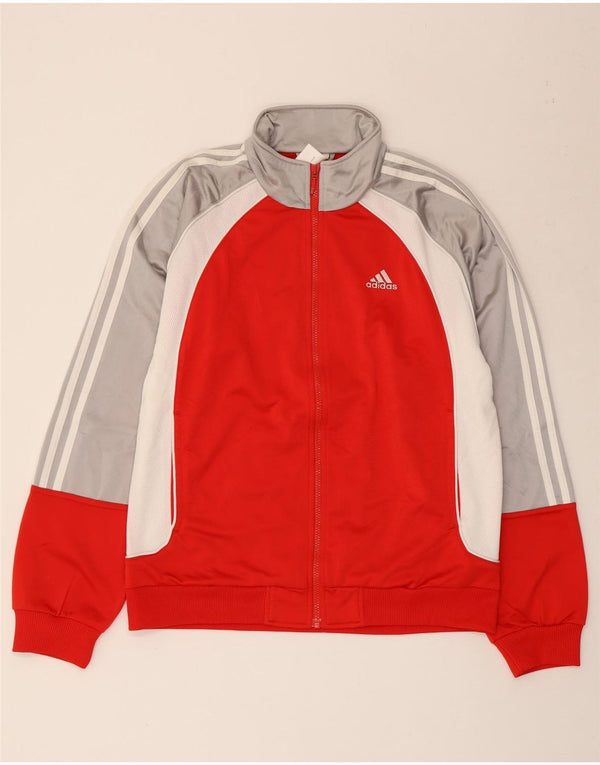 Adidas Mens Tracksuit Top Jacket UK 40/42 Médio Vermelho Colorblock Poliéster