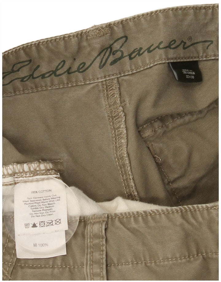 EDDIE BAUER Calça chino masculina reta W32 L30 algodão cáqui