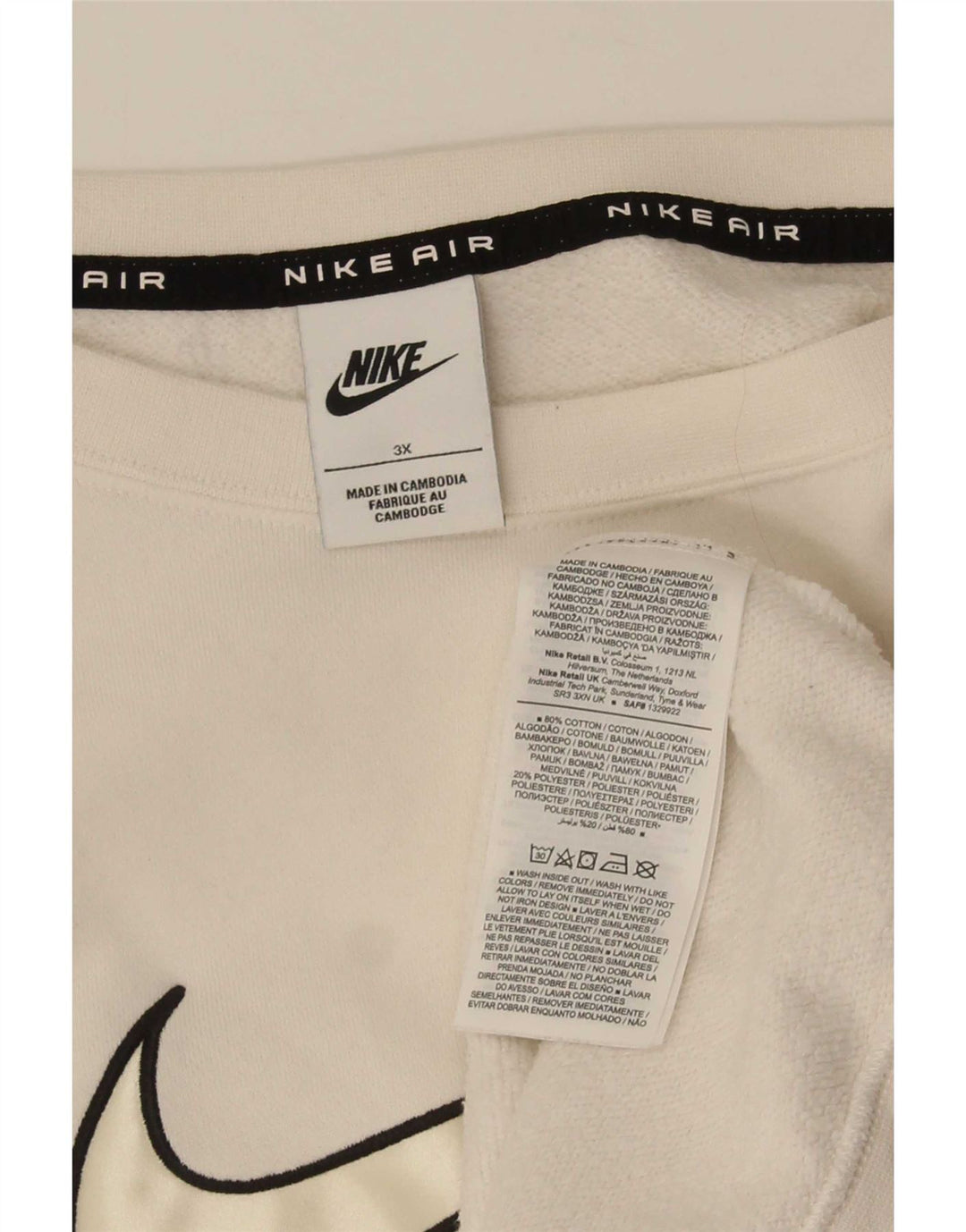 Moletom gráfico oversized Nike masculino 3XL algodão branco