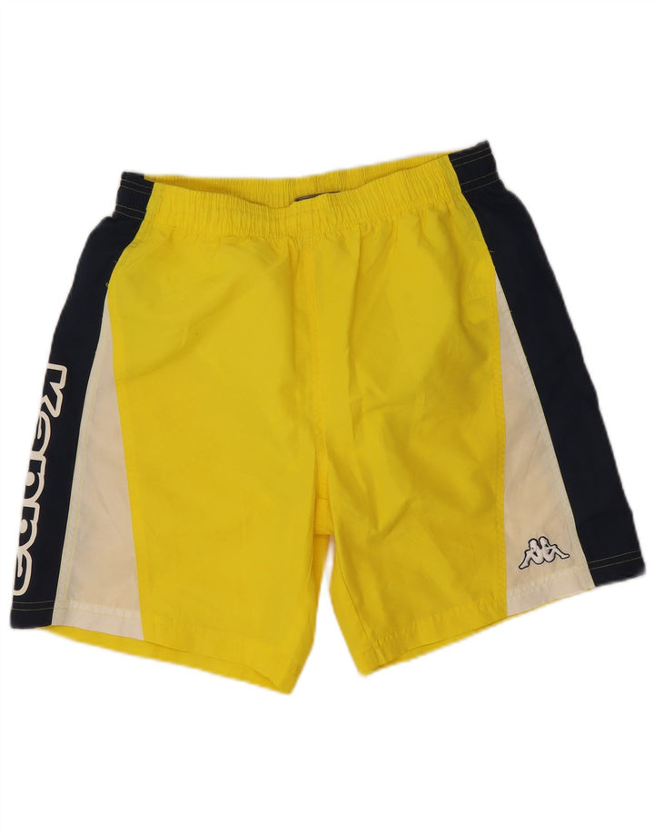 Shorts de natação masculino KAPPA gráfico grande bloco colorido amarelo