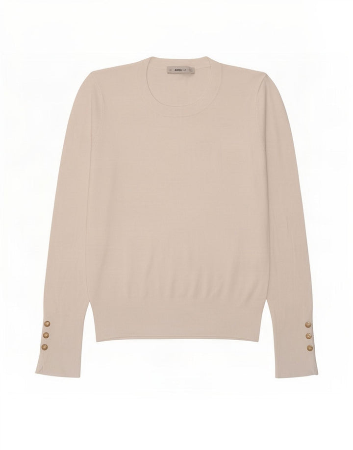 Zara Suéter feminino com gola redonda, Reino Unido 12 Médio Branco
