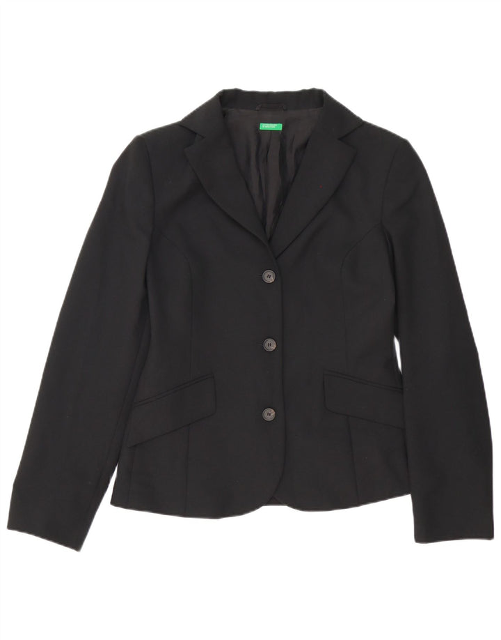 Jaqueta Blazer Feminina Benetton com 3 Botões IT 42 Poliéster Preto Médio
