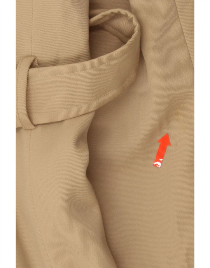 Casaco masculino vintage com peito duplo Reino Unido 38 lã virgem bege médio