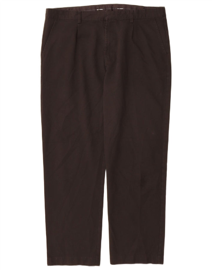 Calça chino reta masculina Marks & Spencer W36 L29 poliéster preto