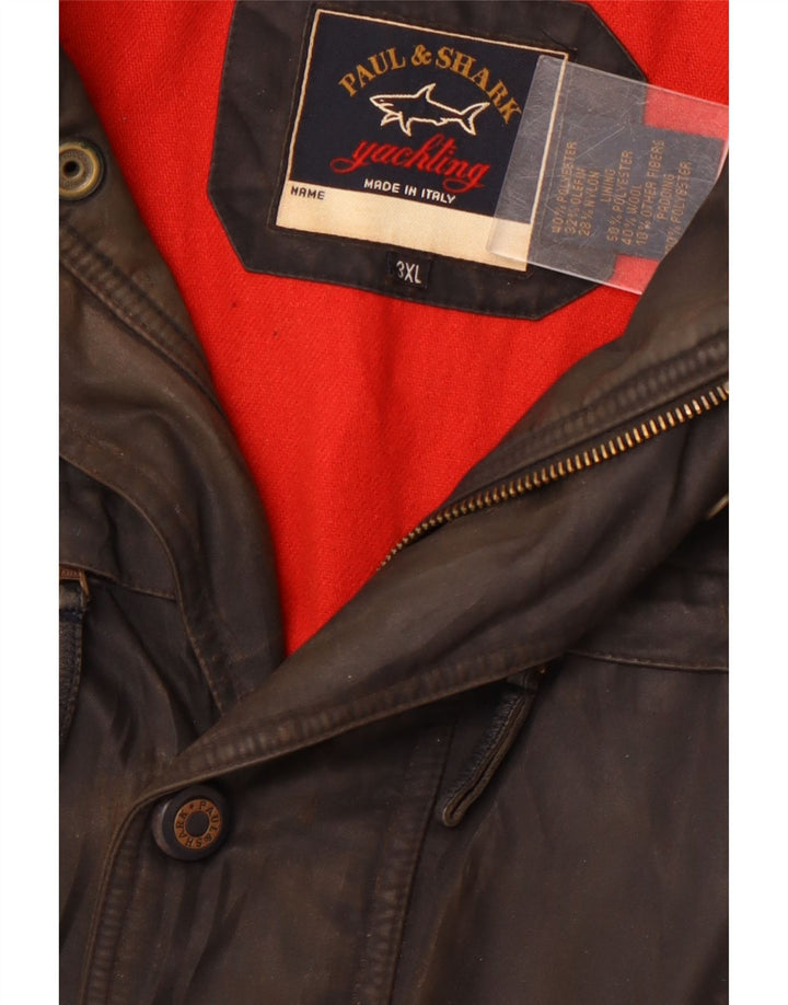 Jaqueta masculina de algodão encerado para iate Paul & Shark Reino Unido 46 3XL poliéster preto