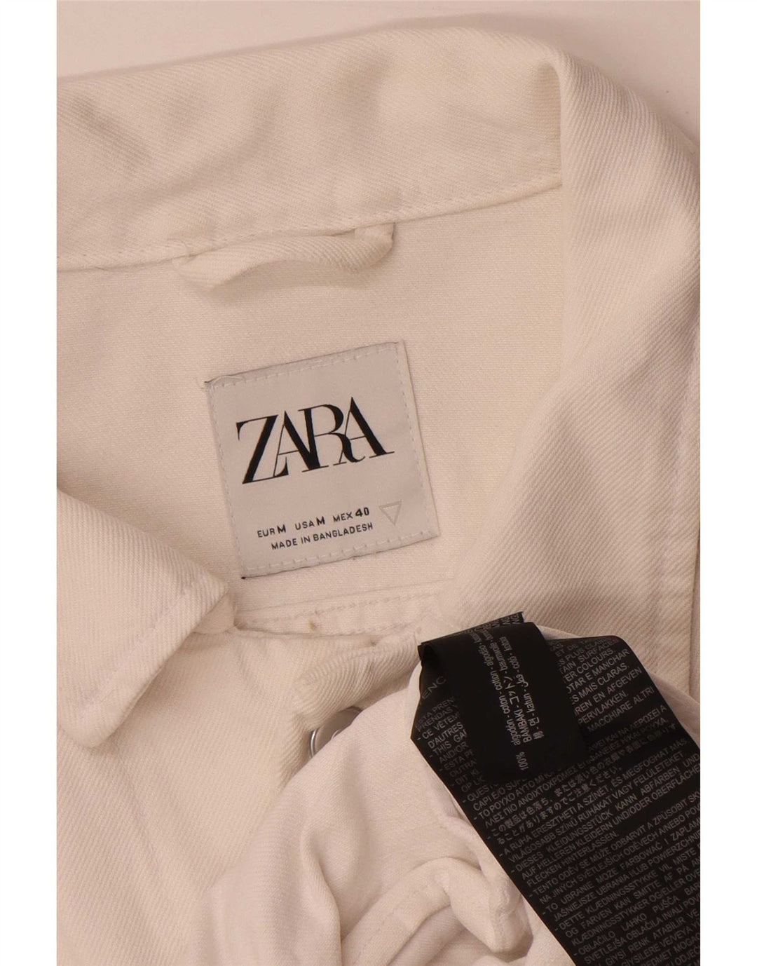Jaqueta jeans masculina Zara UK 38 algodão branco médio
