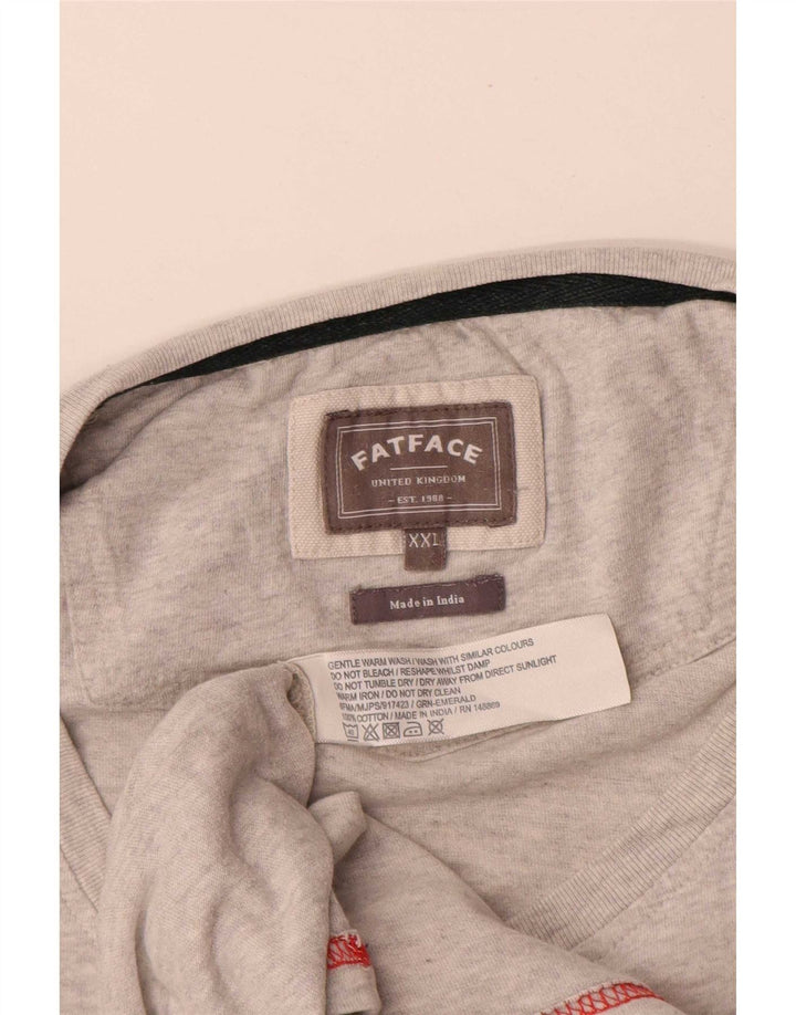 Fat Face Mens Top Manga Longa 2XL Algodão Colourblock Cinza