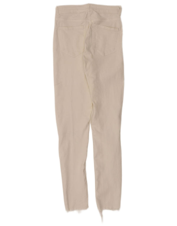 Calça jeans skinny feminina Zara Trafaluc desgastada UE 34 2XS W24 L28 branco