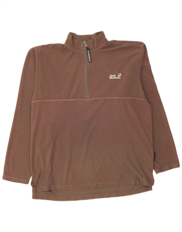Suéter masculino de lã com zíper completo Jack Wolfskin grande marrom