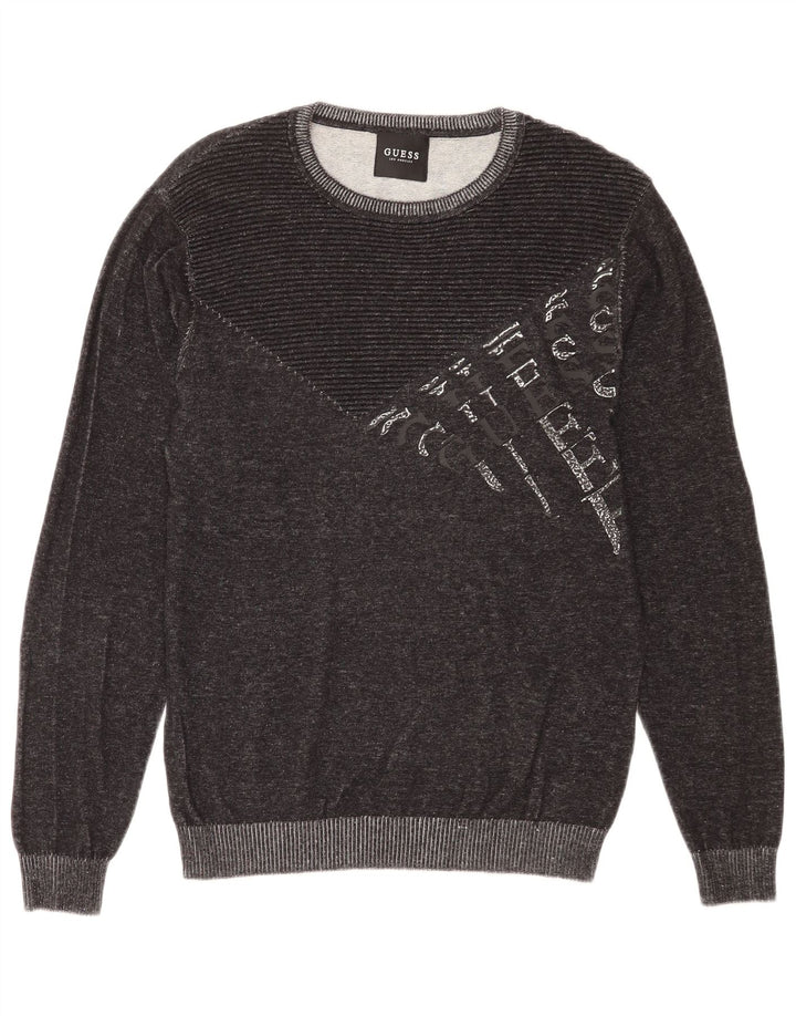 Suéter de moletom gráfico masculino Guess grande algodão cinza