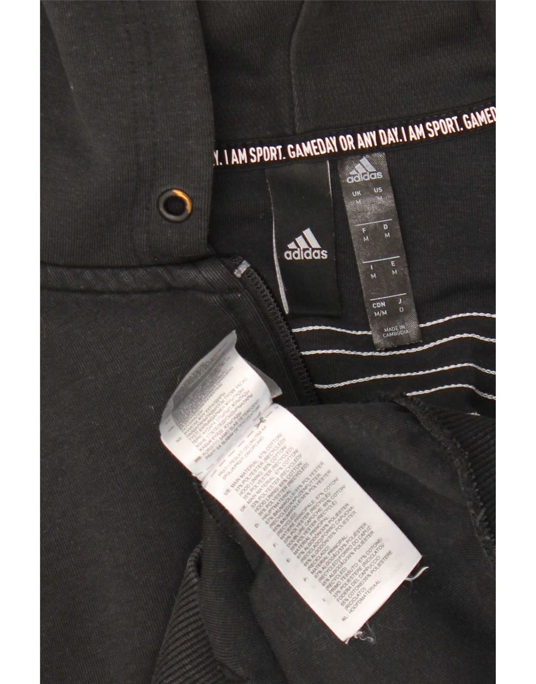 Adidas masculino zip moletom com capuz médio algodão preto