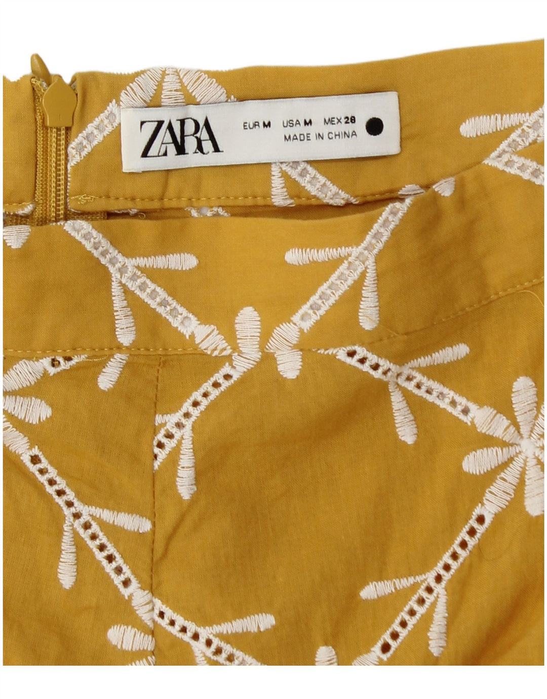 Saia feminina Zara A-Line médio W28 amarelo floral