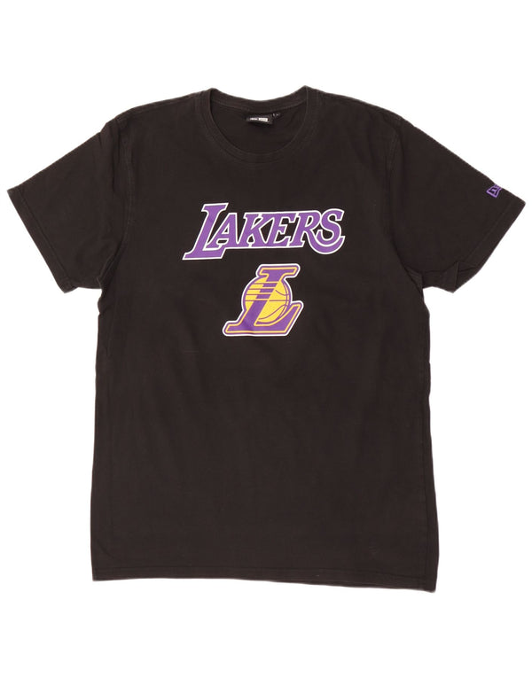 Camiseta feminina New Era Lakers com estampa gráfica UK 16 grande algodão preto