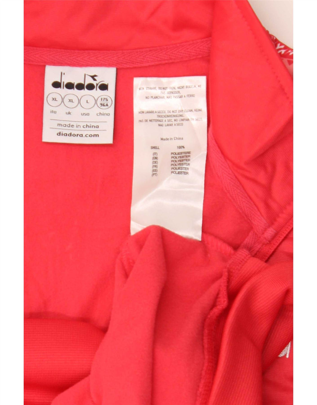 Diadora Womens Graphic Tracksuit Top Jacket UK 18 XL Poliéster Vermelho
