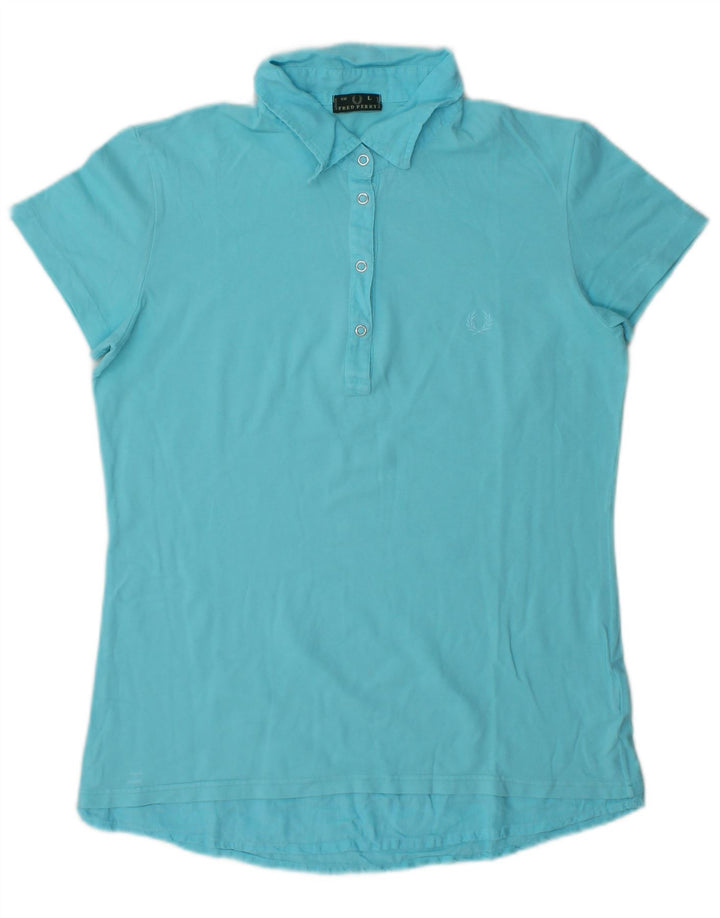 Camisa pólo feminina Fred Perry Reino Unido 14 grande algodão azul