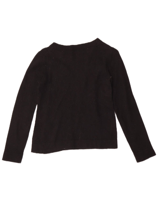 J. Crew Suéter feminino Teddie com gola canoa Reino Unido 6 XS algodão preto