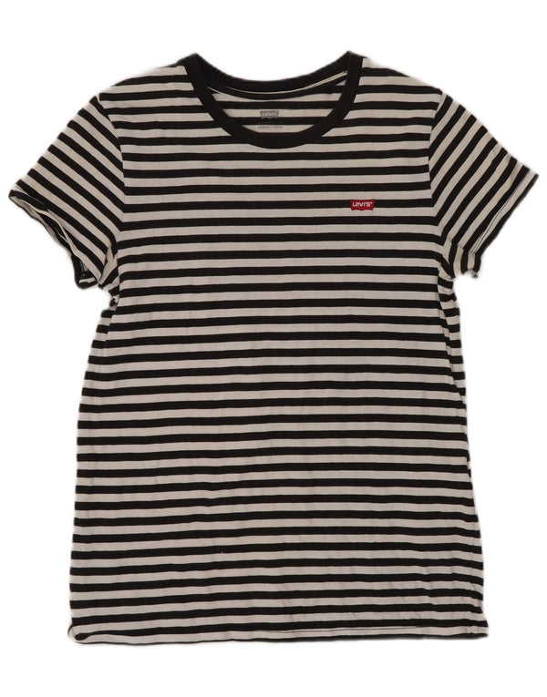 Camiseta feminina Levi's UK 4 XS algodão listrado preto