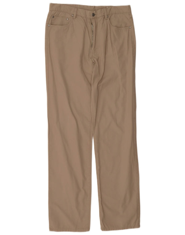 Belfe Calça masculina reta casual W33 L33 algodão bege