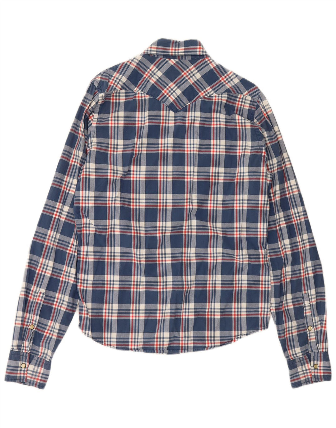 Camisa masculina Hollister grande algodão xadrez azul marinho