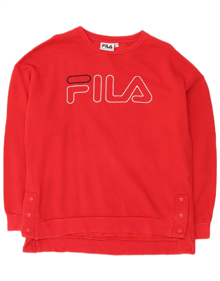 Fila Mens Graphic Oversized Moletom Jumper UK 12 Médio Algodão Vermelho