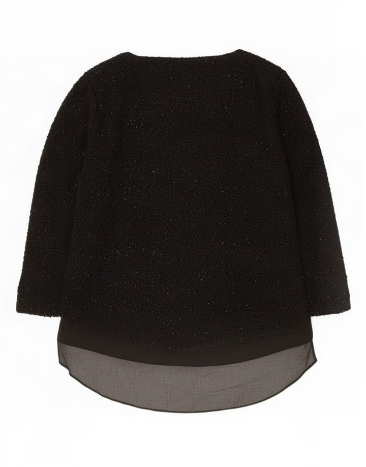 Túnica feminina de manga comprida Zara UK 16 grande poliéster preto