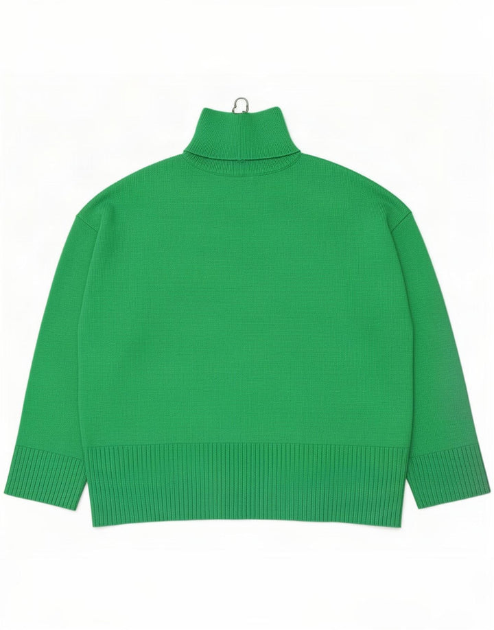 Suéter feminino Zara com zíper e gola alta, Reino Unido 10, pequeno, verde, poliéster