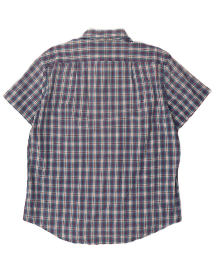 Camisa masculina de manga curta Paul Smith grande algodão xadrez azul
