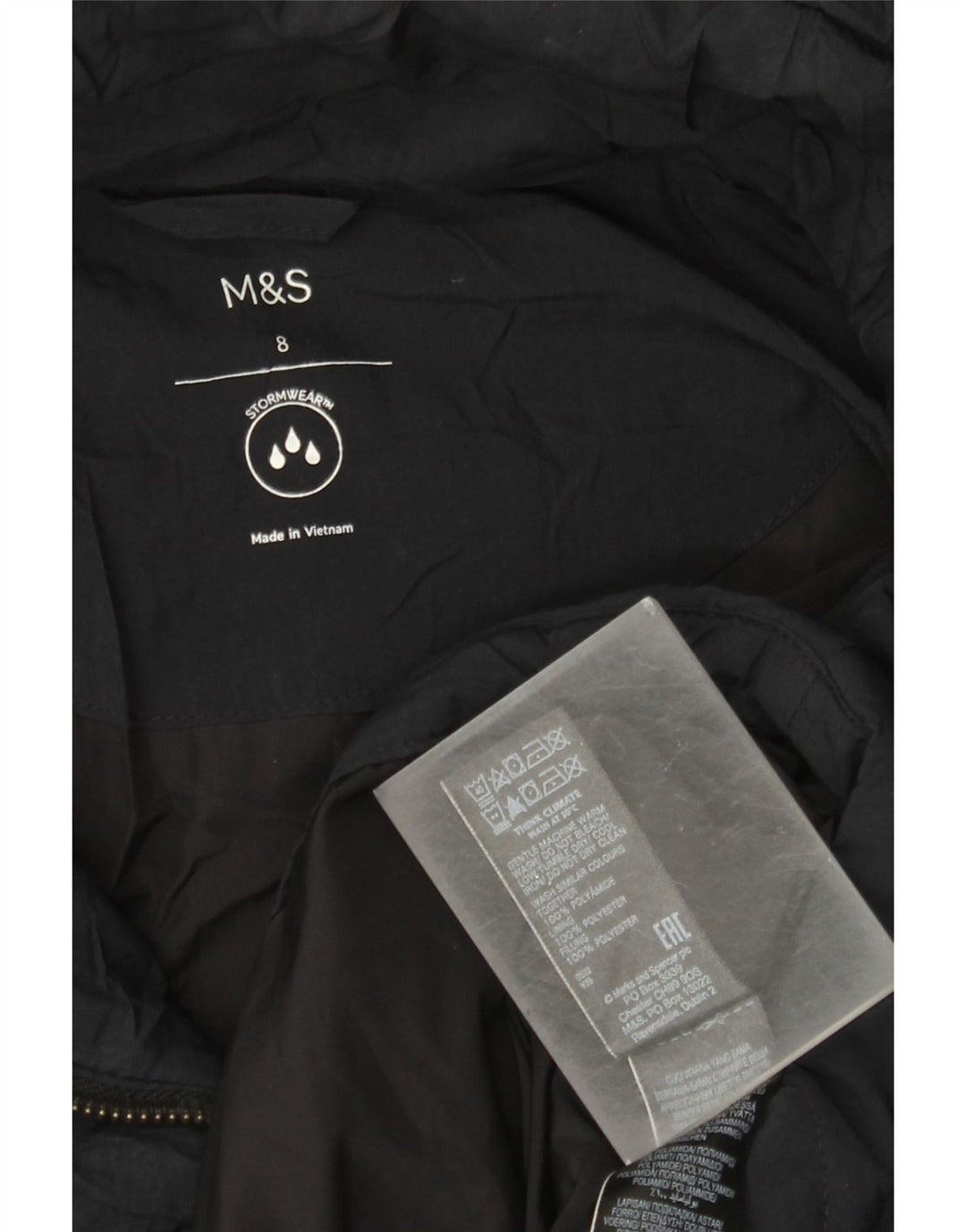 Jaqueta feminina acolchoada com capuz grande Marks & Spencer Reino Unido 8 pequena preta
